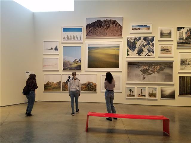 Students viewing art in a gallery