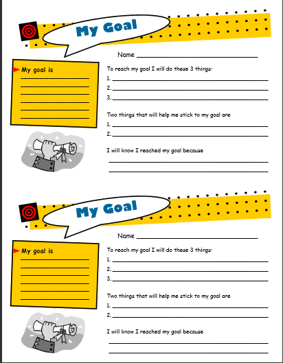 Image of primarygoal setting worksheet 