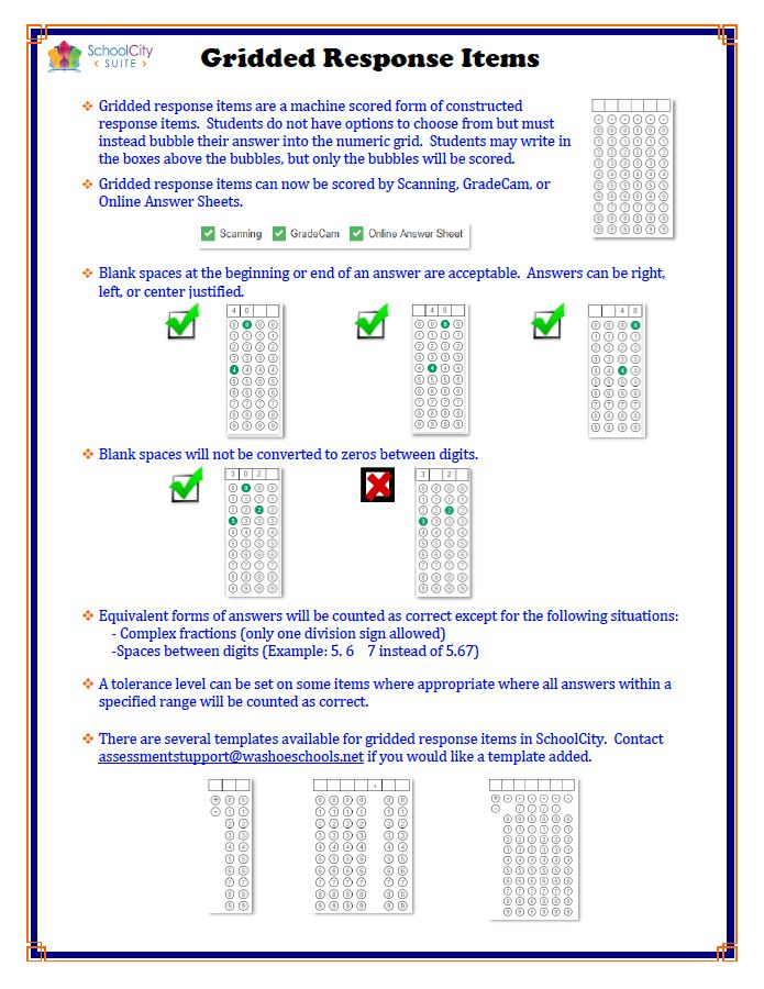 Gridded Response Items Help Document 