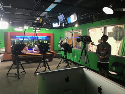 A Student prepares the CNTV 28 TV studio 