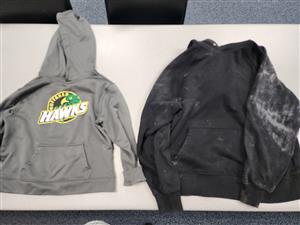 gray huffaker sweatshirt, black sweatshirt