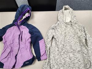 purple sweatshirt, heather gray