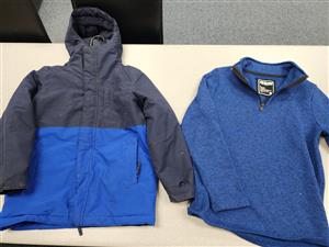 blue and navy, gray quarter zip