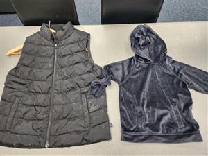 black vest, velour hoodie