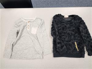 light gray henley, black furry