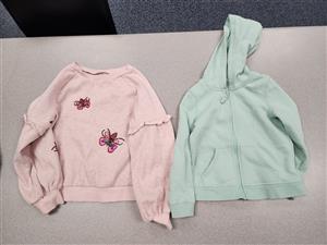 pink with butterflies, mint zip up
