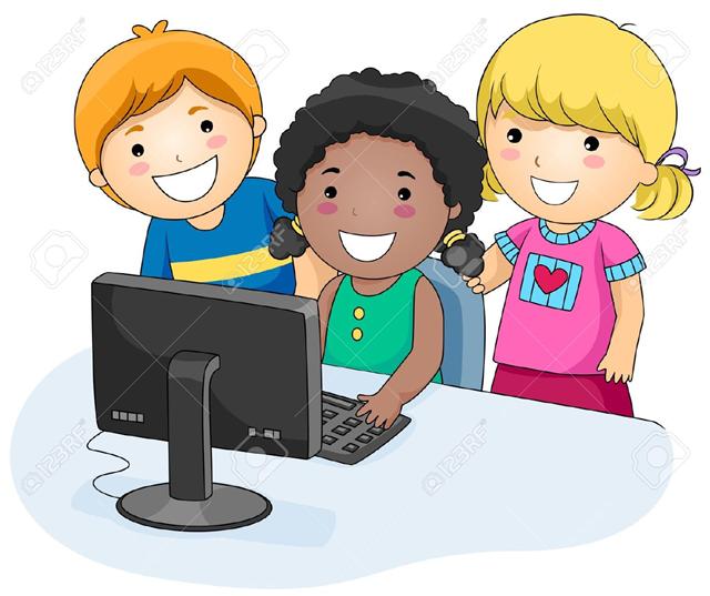 http://previews.123rf.com/images/lenm/lenm1011/lenm101100007/8129517-A-Small-Group-of-Kids-Using-a-Computer-Stock-Photo-carto