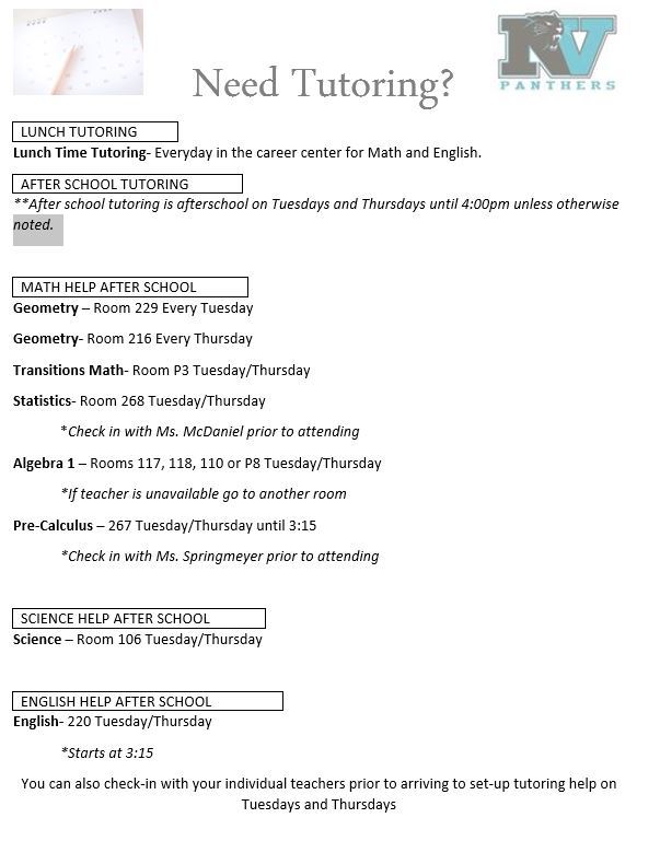 tutoring information