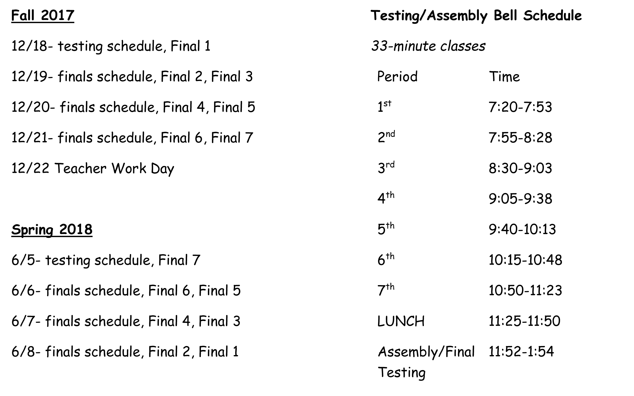 Turning Point/PASS / Bell Schedules